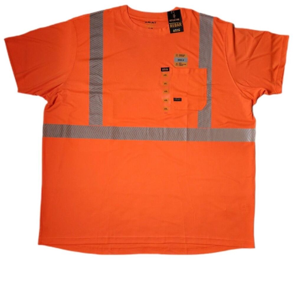 Ariat Rebar Hi‑Vis ANSI 2 Short Sleeve Work Shirt Men’s 4XL Orange NWT
